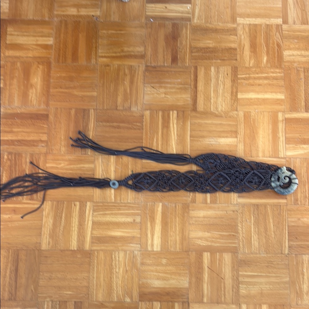 Vintage Handcrafted Black Macramé Belt